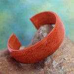 Leather cuff bracelet, 'Annula in Orange' - Leather cuff bracelet