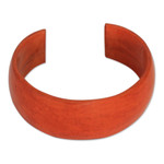Leather cuff bracelet, 'Annula in Orange' - Leather cuff bracelet