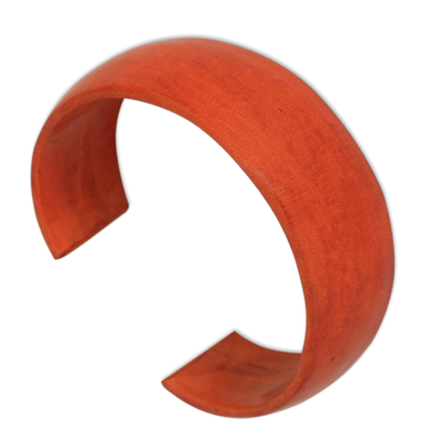 Leather cuff bracelet, 'Annula in Orange' - Leather cuff bracelet