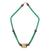 Bone beaded necklace, 'Green Laafi' - Bone and Recycled Beaded Necklace thumbail