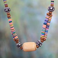 Bone beaded necklace, 'Multicolor Laafi' - Bone beaded necklace