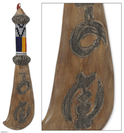 Wood wall sculpture, 'Chief's Machete of Tradition' - Wood wall sculpture