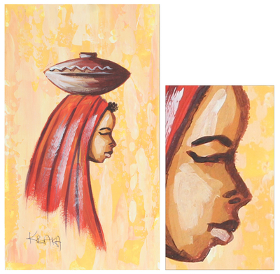 'Yakayaka in Yellow' - Original African Painting