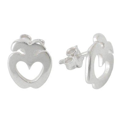 Sterling silver earrings, 'Love Answers All' - Sterling silver earrings