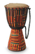 Wood djembe drum, 'African Kente' - Authentic African Djembe Drum with Kente Cloth thumbail