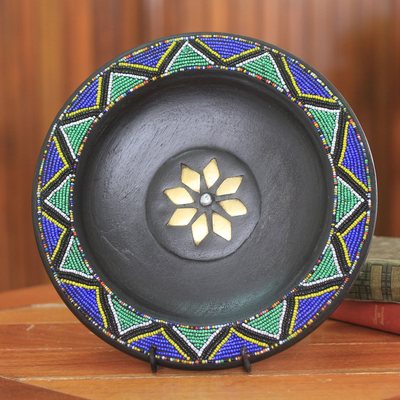Wood decorative plate, 'The Great Sun' - Wood decorative plate