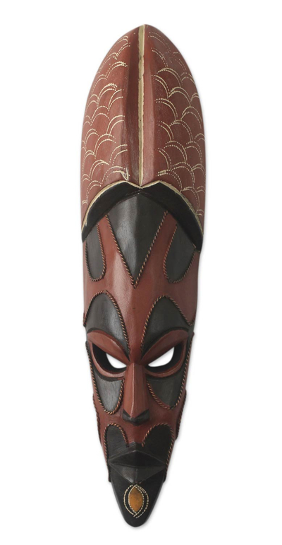 African Mask Hand Crafted with Wood and Copper