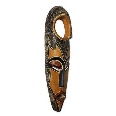 Máscara de madera africana, 'Harvest Chief III' - Máscara de madera africana Cosecha nigeriana