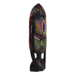 African beaded wood mask, 'Na Gode' - African Beaded Mask Sculpture Crafted by Hand