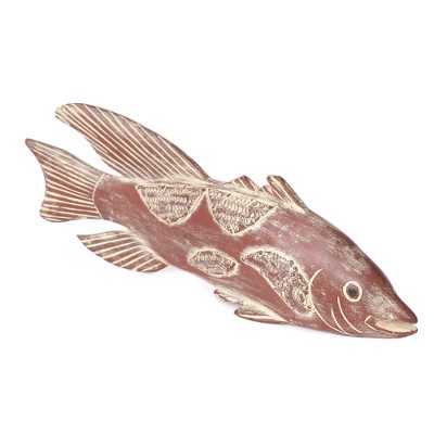 Wood sculpture, 'African Antele Fish' - African Game Fish Sculpture