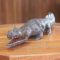 Wood sculpture, Benin Crocodile III