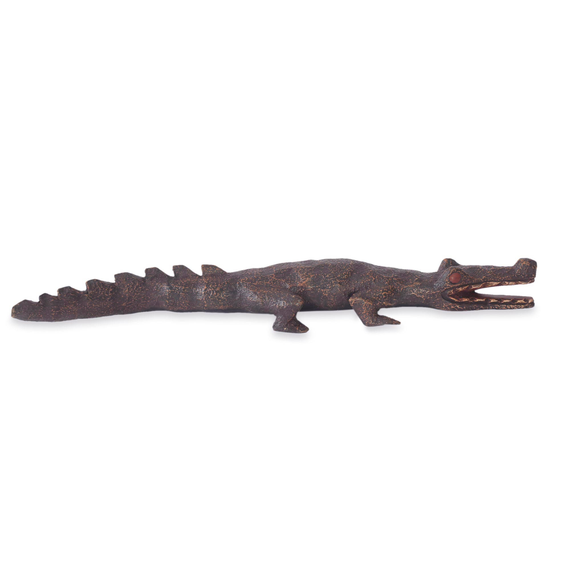 African Hand Carved Wood Crocodile Sculpture - Benin Crocodile III | NOVICA