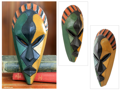 African mask, 'My Name is Odartey' - Colorful Handcrafted African Mask from Ghana