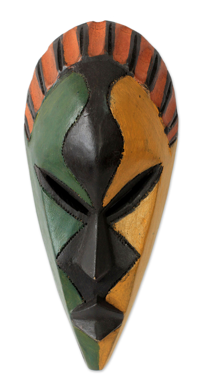 African mask, 'My Name is Odartey' - Colorful Handcrafted African Mask from Ghana