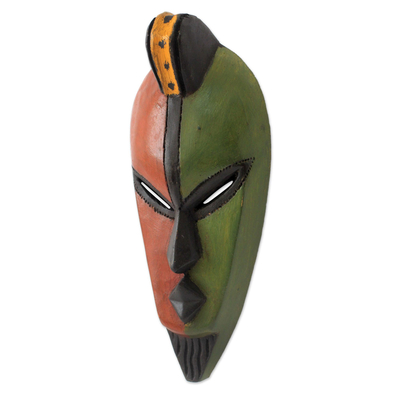 African mask, 'Desire for Peace' - Hand Carved and Painted African Mask from Ghana