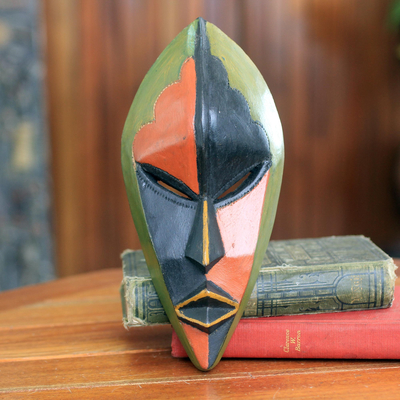 Afrika-Maske - Ghanaische afrikanische Maske in leuchtenden Farben