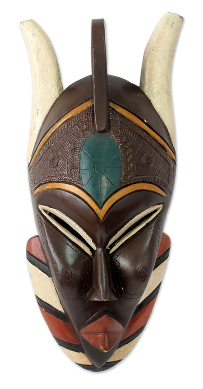 African wood mask, 'So' - Handcrafted African Wood Mask