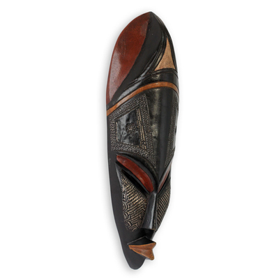 Máscara africana de madera, 'Obaapa' - Máscara africana de buena mujer hecha a mano