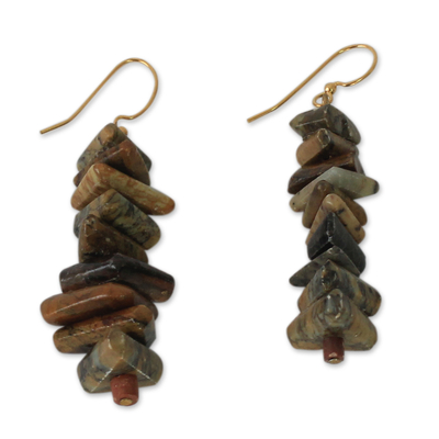 Soapstone beaded earrings, 'Anidaso' - Soapstone beaded earrings