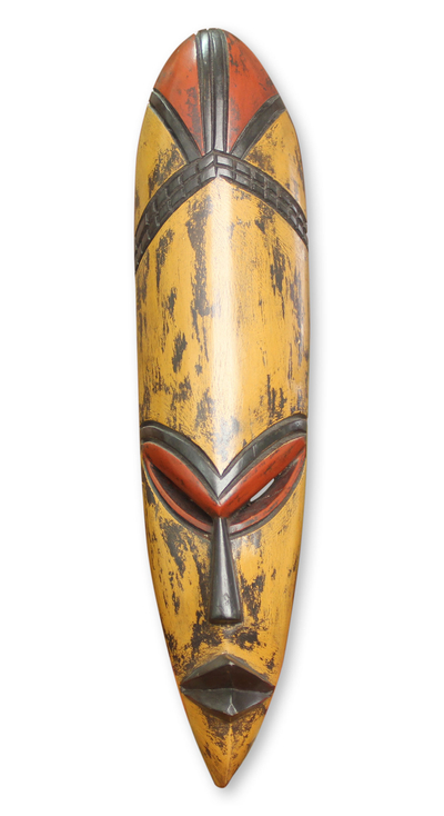 African wood mask, 'Amega' - Hand Carved African Mask