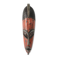Máscara de madera africana, 'Guerrero original' - Máscara de madera tallada a mano original