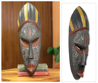 Afrikanische Holzmaske, 'Ashanti Donkor' – handgeschnitzte afrikanische Maske