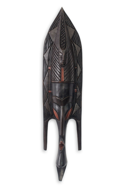 Afrikanische Holzmaske - Wandmaske aus afrikanischem Holz, originelles Design, von Hand geschnitzt