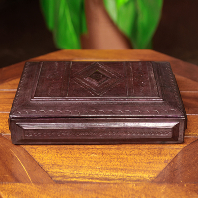 Wood and leather jewellery box, 'Royal Treasures' - Leather and Wood Lined jewellery Box