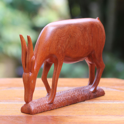 Teak wood sculpture, 'The Nature of Antelope' - Teak Wood sculpture