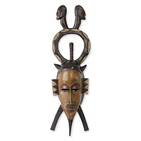 Ivoirian wood mask, 'Guro Unity' - Ivory Coast Guro Tribe African Mask