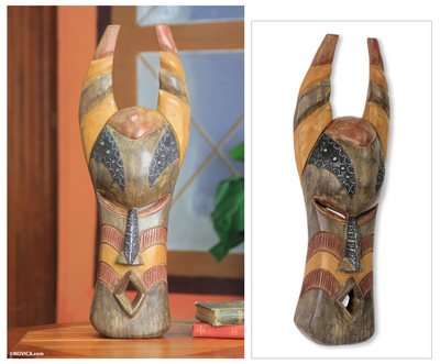 Ghanaische Holzmaske - Authentische afrikanische geschnitzte Holzmaske