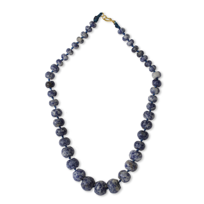 Blue and White Jasper Beaded Necklace Crafted by Hand