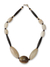 Bone beaded necklace, 'Anunyan' - Bone and Agate Artisan Crafted Necklace from Ghana