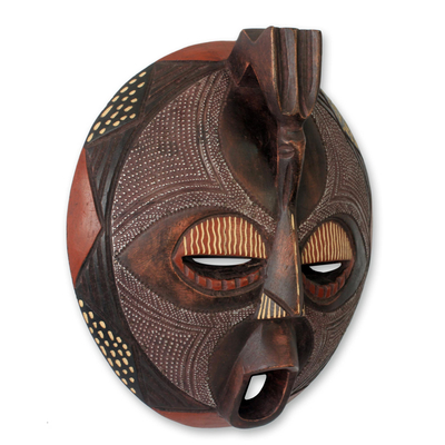Máscara de madera de Ghana - Máscara de madera tallada tribal auténtica africana