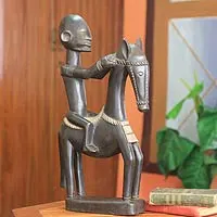 Wood figurine, Dogon Man on Horseback