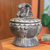 Wood decorative vessel, 'Baule Medicine Pot' - Hand Carved African Wood Replica Ceremonial Vessel with Lid