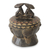 Wood decorative vessel, 'Baule Medicine Pot' - Hand Carved African Wood Replica Ceremonial Vessel with Lid thumbail