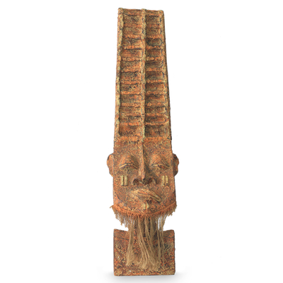 African wood mask, 'Atsu' - First Male Twin Tribal Hand Carved Wood Mask