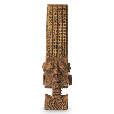 African wood mask, 'Woman' - Hand Carved Wood Mask from Ashanti