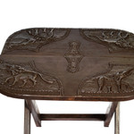 Wood and brass folding table, 'African Savannah' - African Hand Crafted Wood and Brass Folding Table 16 in Tall