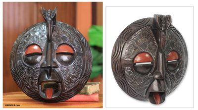 African wood mask, Sankofa