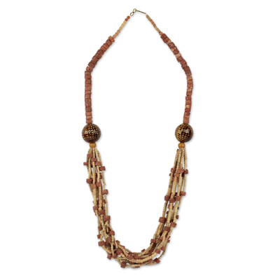 Ceramic and bauxite torsade necklace, 'Nene' - Artisan Crafted Necklace Ghana Beaded Jewelry