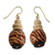 Wood beaded earrings, 'Desert Bird' - Wood Beaded Earrings on Brass Hooks from Ghana (image 2a) thumbail