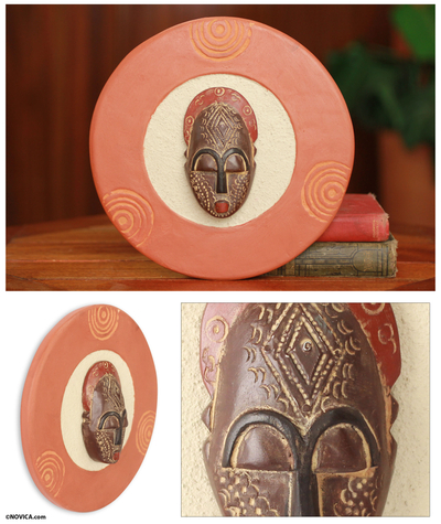 African mask plaque, 'Born on Friday' - Authentic African Mask Plaque Ghanaian Wall Art