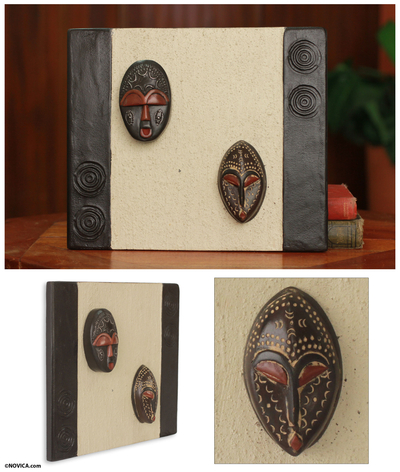 African mask plaque, 'Thank You Gift' - Handcrafted African Masks Wall Plaque