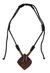 Men's wood pendant necklace, 'Okwonkwo' - Brave Igbo Warrior Mask Necklace for Men (image 2a) thumbail