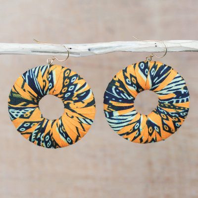Cotton dangle earrings, 'Ewurama' - Handmade Cotton Dangle Earrings