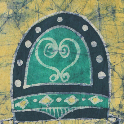 Batik-Wandbehang - Sankofa afrikanische Maske Wandbehang