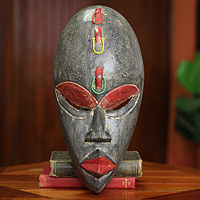 African mask, 'Ga Strength' - African Mask with Beads