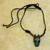 Men's wood necklace, 'Horn Mask' - Mens Handmade Wood Mask Necklace from Africa (image 2b) thumbail